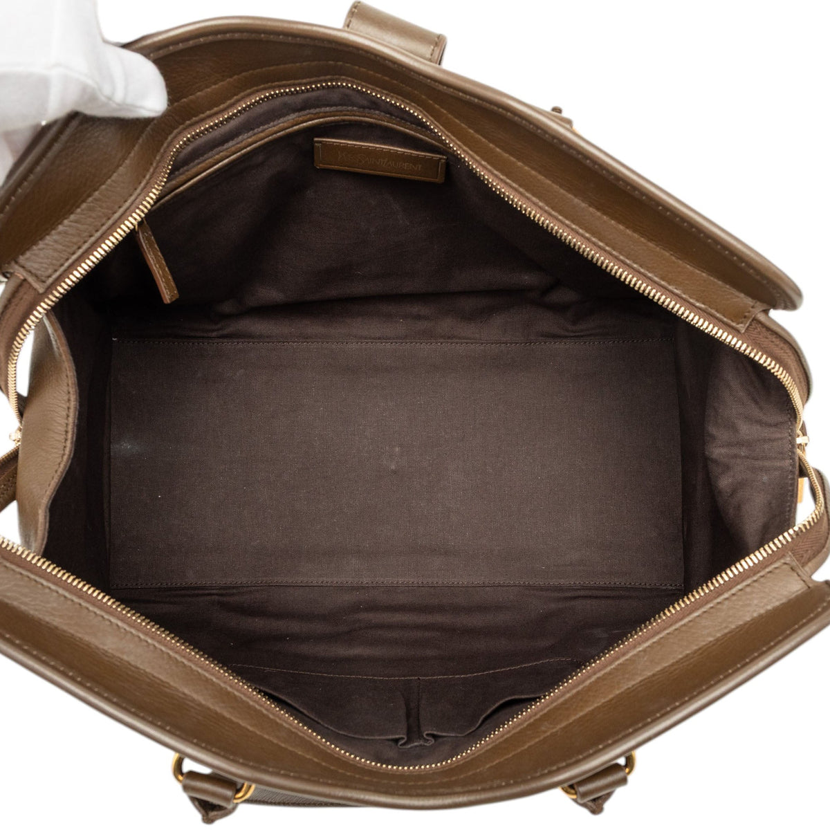 Saint Laurent Medium Perforated Metallic Leather Cabas Chyc Tote