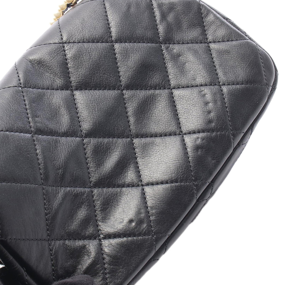 Chanel Mini Quilted Calfskin Crystal Pearls Chain Flap