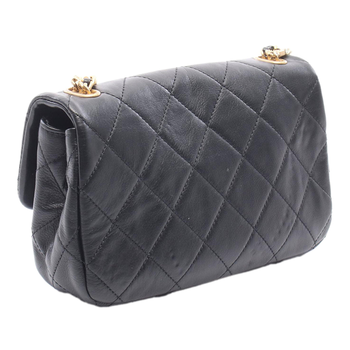 Chanel Mini Quilted Calfskin Crystal Pearls Chain Flap