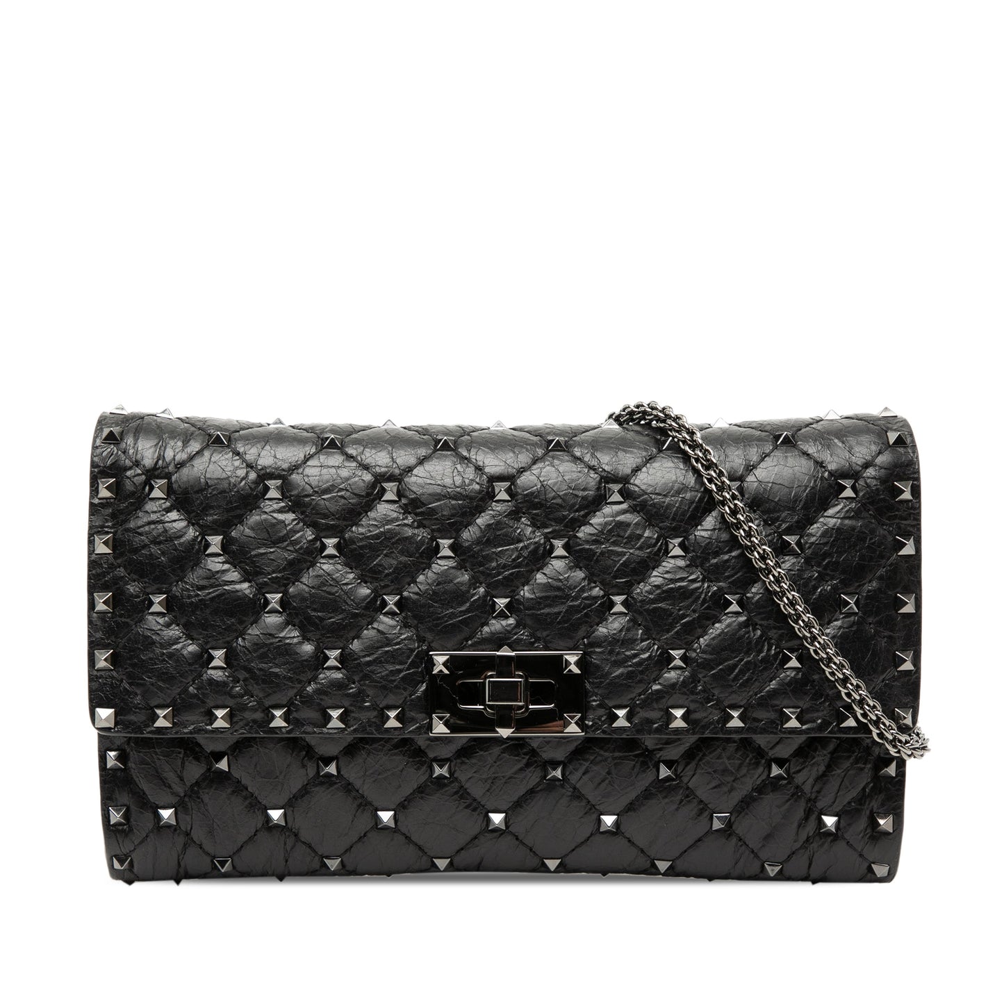Quilted Nappa Rockstud Spike Wallet On Chain