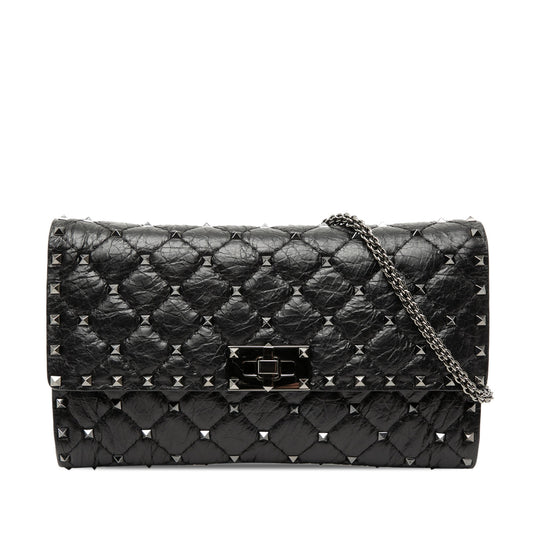 Quilted Nappa Rockstud Spike Wallet On Chain