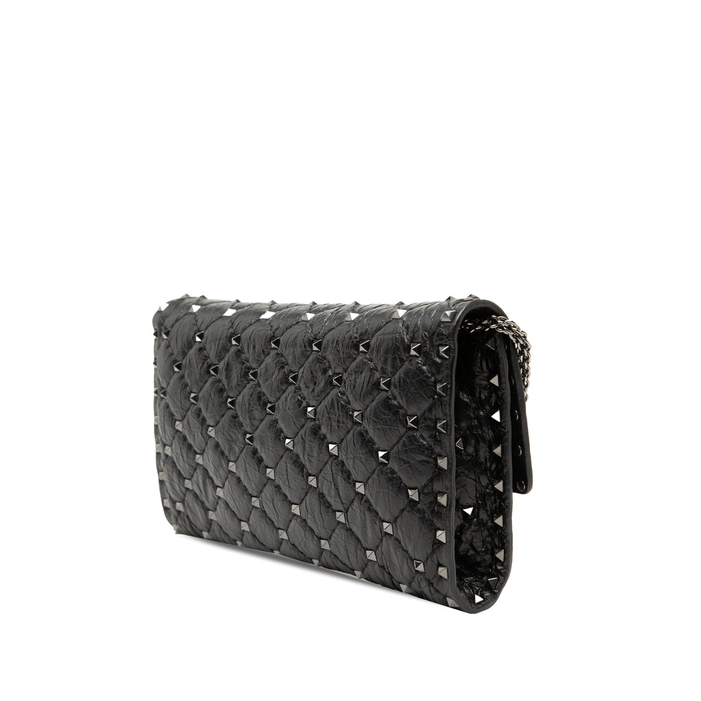 Quilted Nappa Rockstud Spike Wallet On Chain