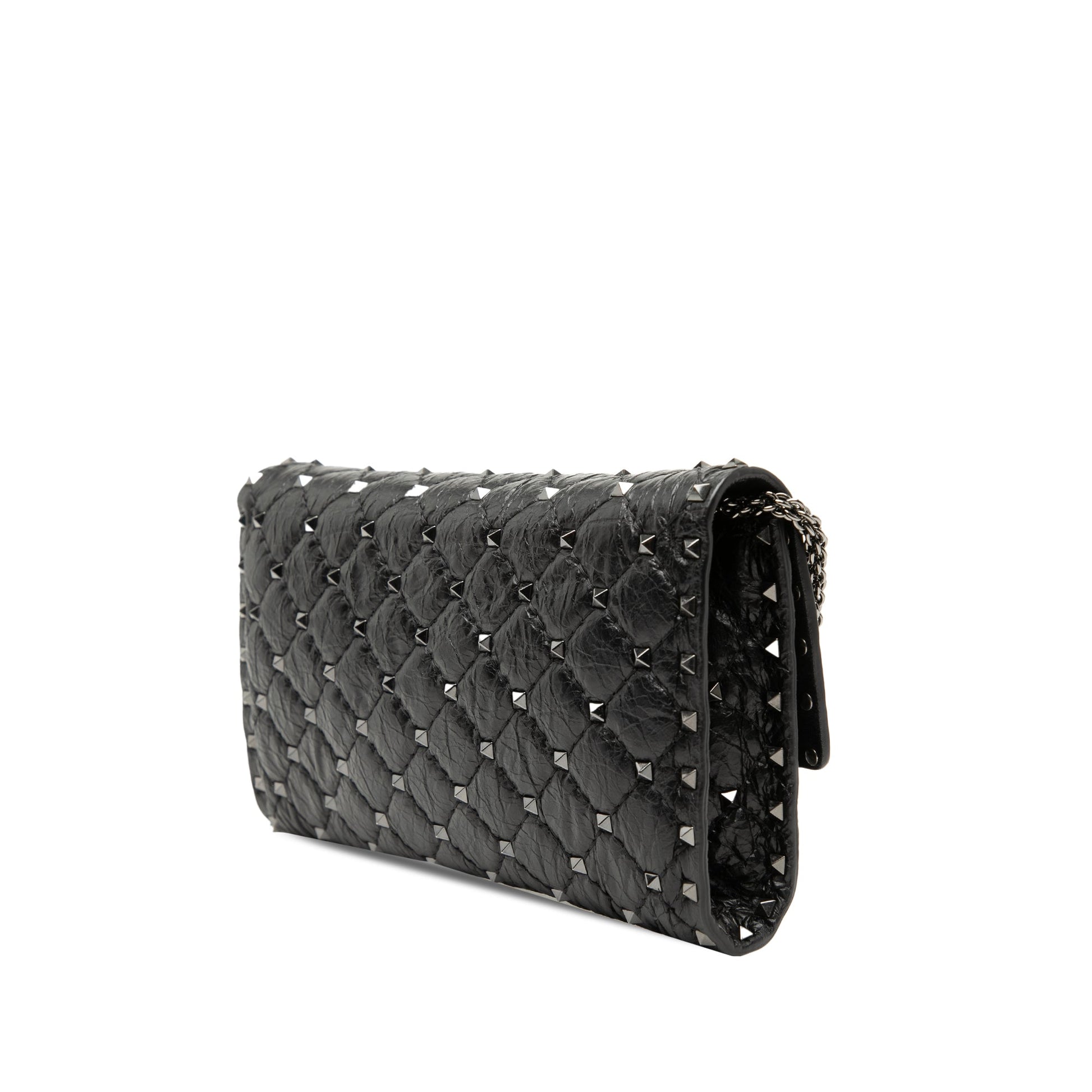 Quilted Nappa Rockstud Spike Wallet On Chain