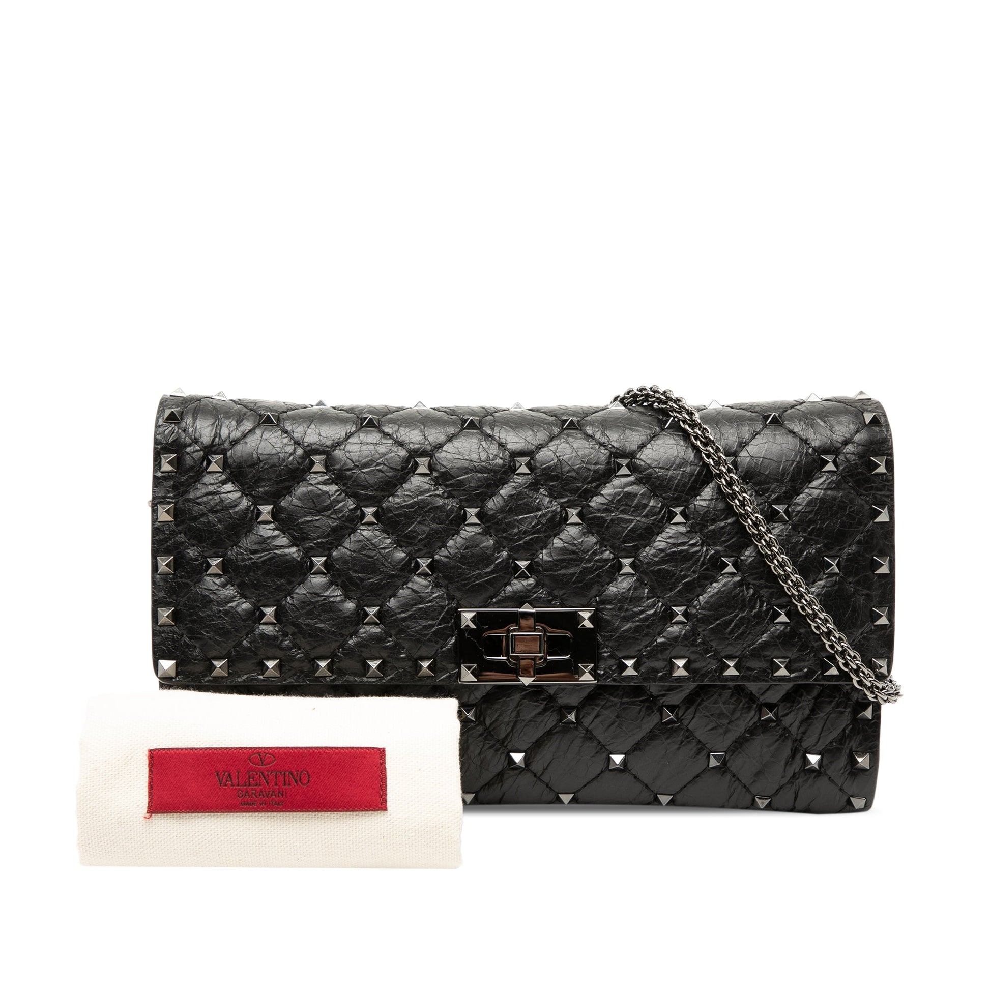 Quilted Nappa Rockstud Spike Wallet On Chain
