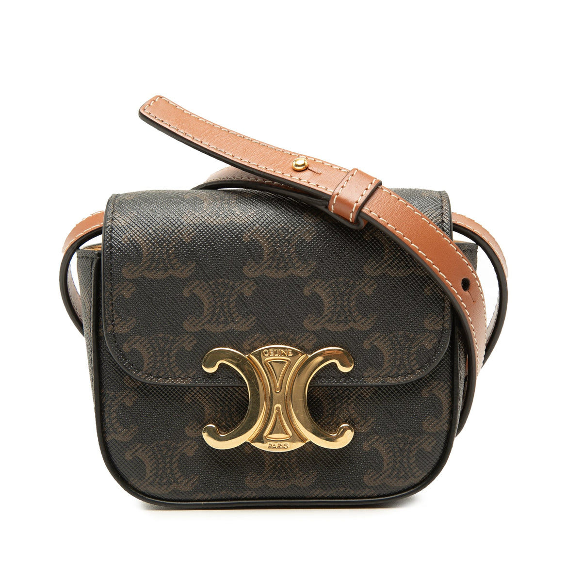 Celine Mini Triomphe Coated Canvas Claude Crossbody