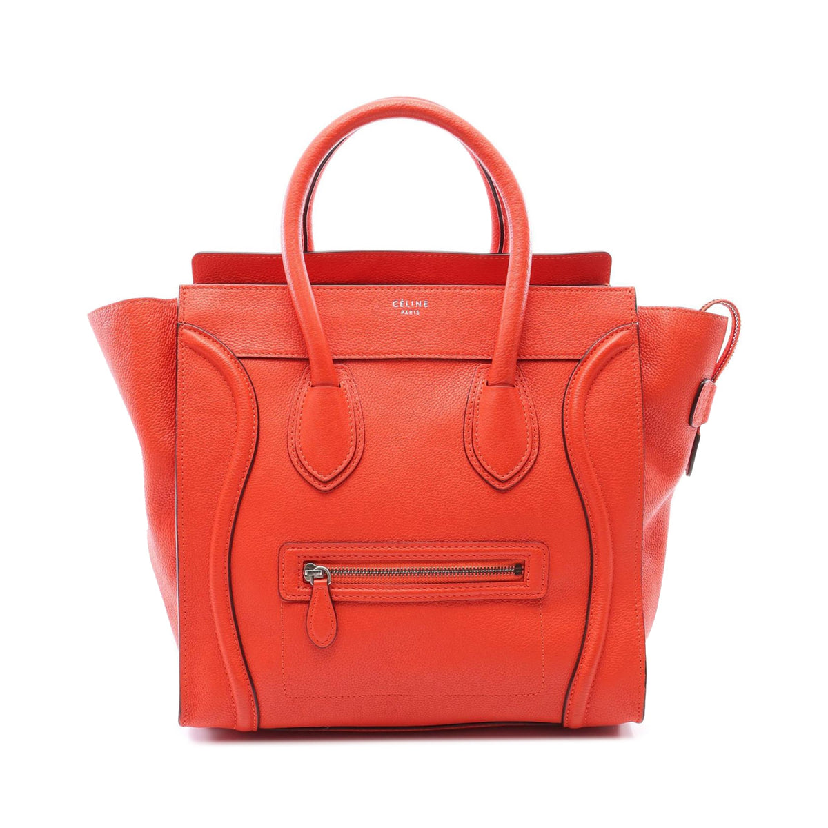 Celine Mini Grained Calfskin Luggage Tote — Red