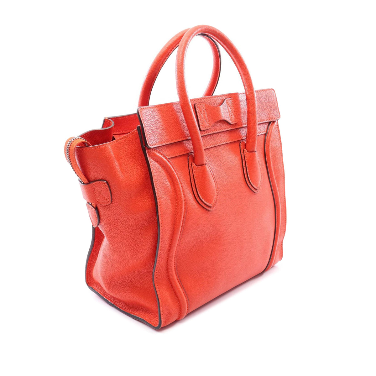 Celine Mini Grained Calfskin Luggage Tote — Red