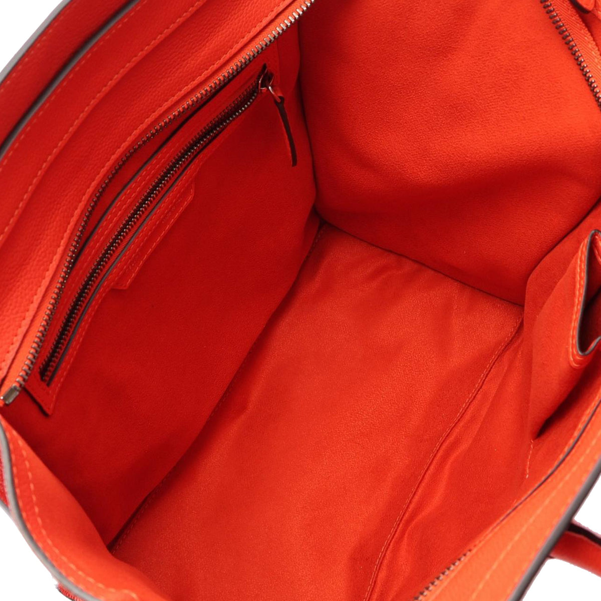 Celine Mini Grained Calfskin Luggage Tote — Red