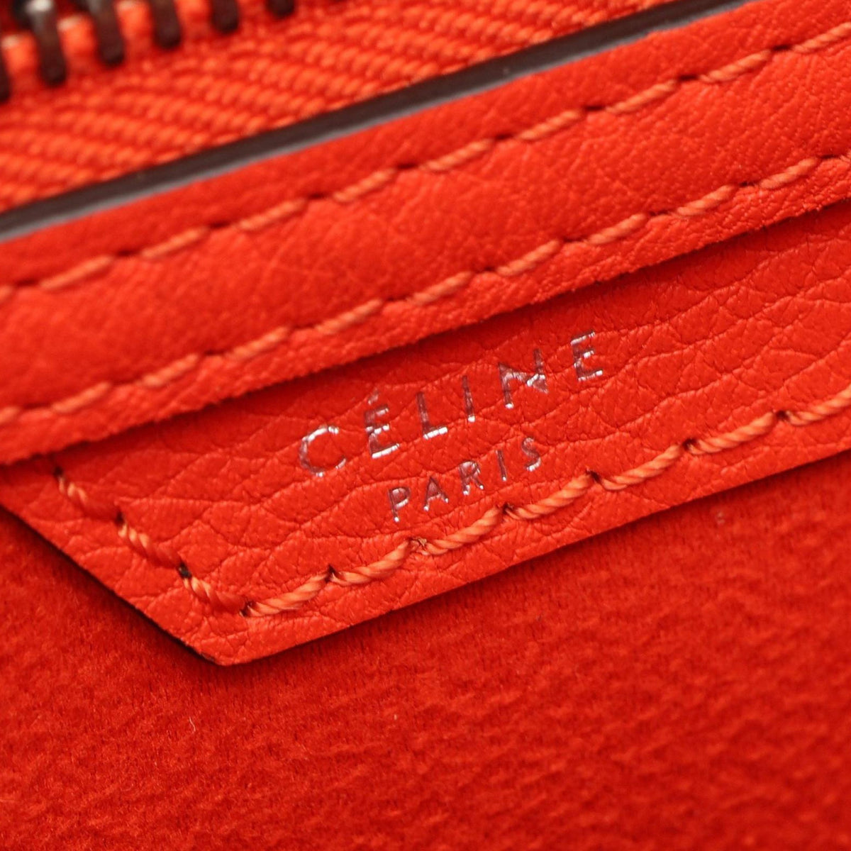 Celine Mini Grained Calfskin Luggage Tote — Red