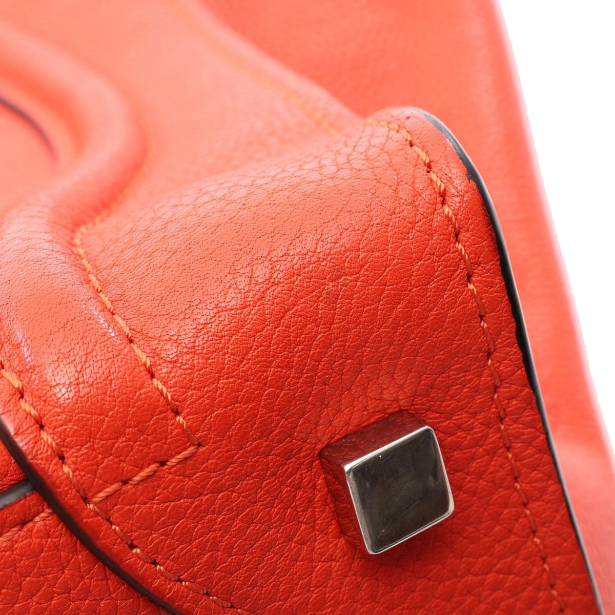 Celine Mini Grained Calfskin Luggage Tote — Red