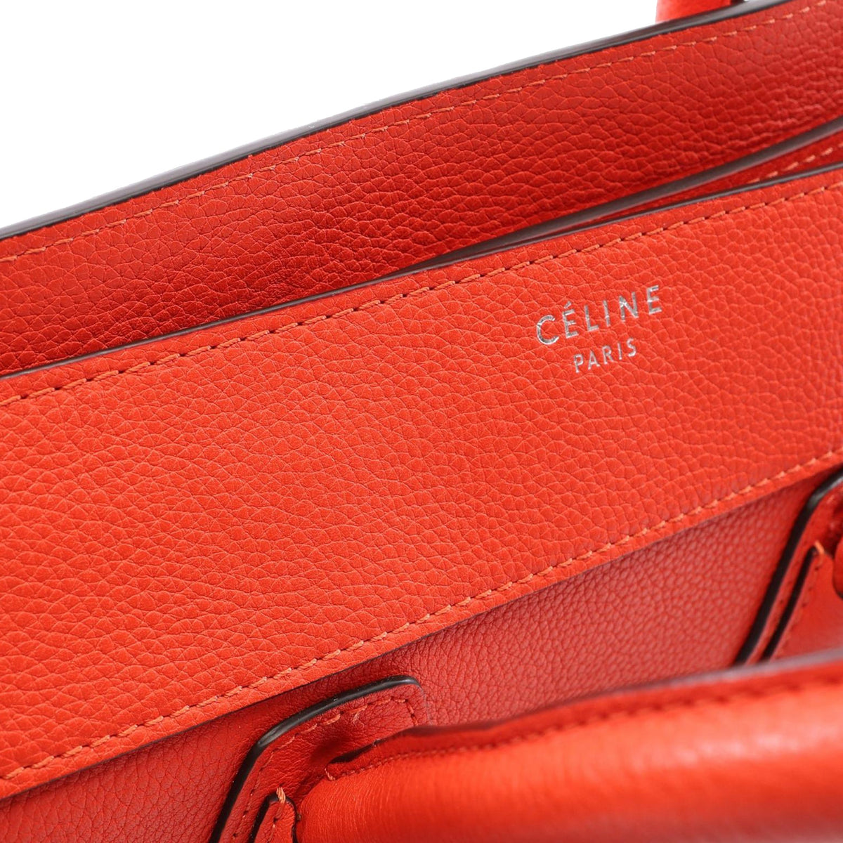 Celine Mini Grained Calfskin Luggage Tote — Red