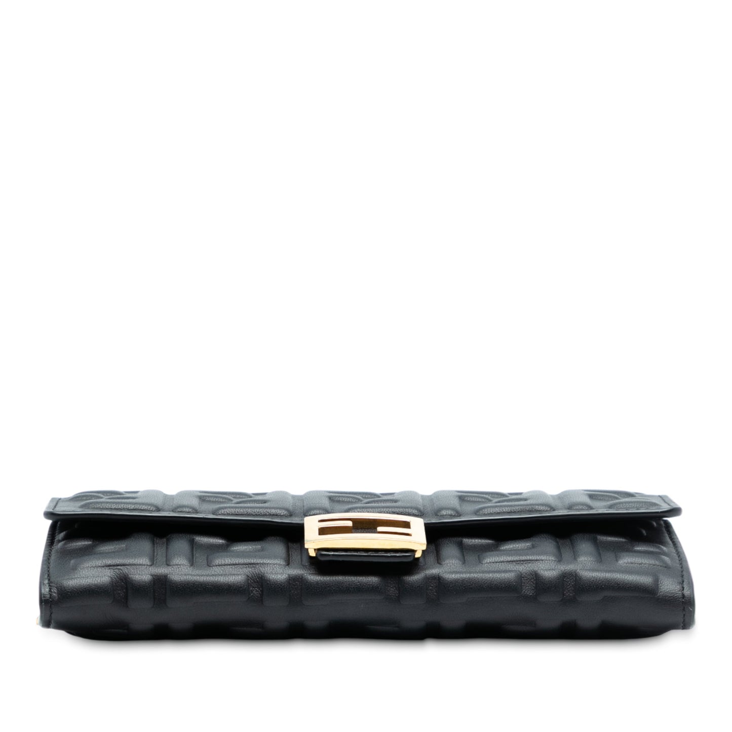 Fendi Zucca Embossed Nappa Baguette Continental Wallet With Chain