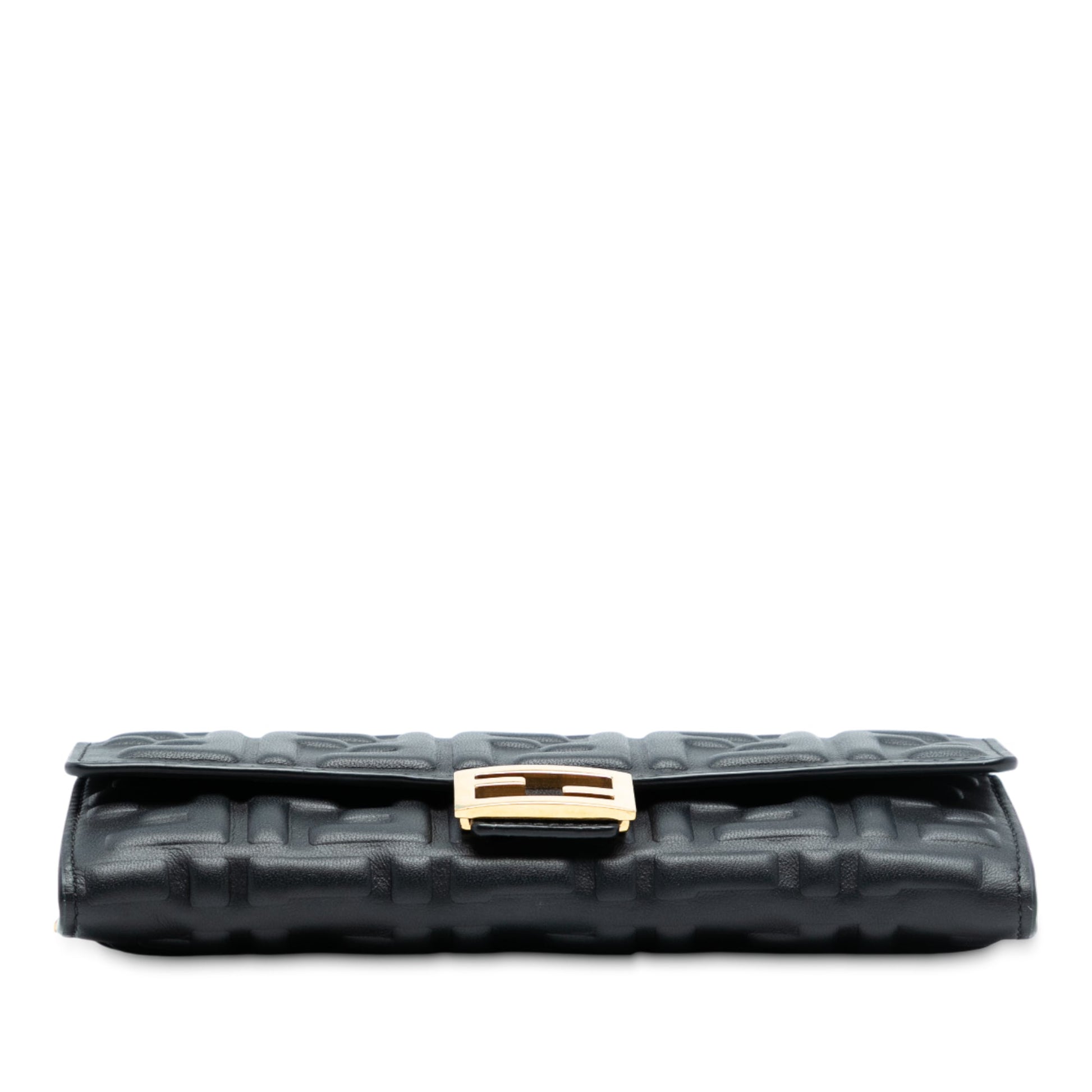 Fendi Zucca Embossed Nappa Baguette Continental Wallet With Chain