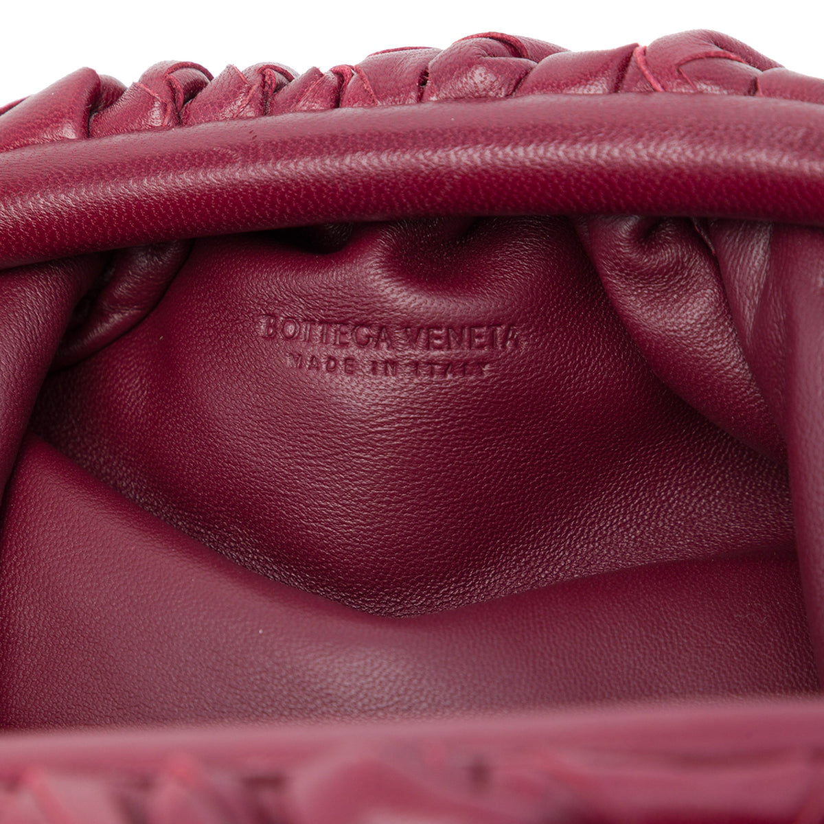 Bottega Veneta Nappa Intrecciato The Mini Pouch Crossbody — Red
