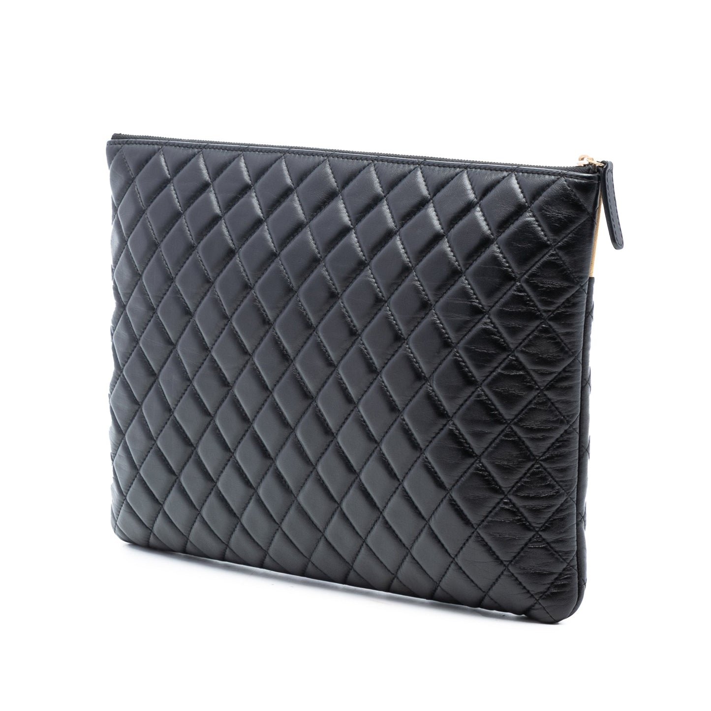 Chanel Large CC Bicolor Quilted Lambskin Clutch