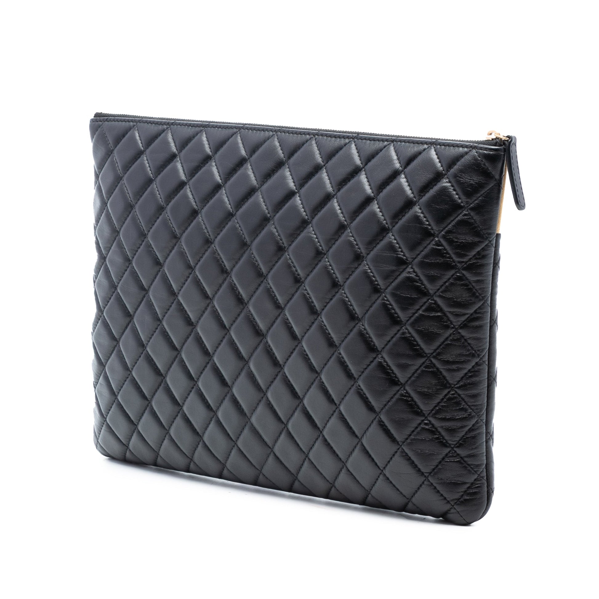Chanel Large CC Bicolor Quilted Lambskin Clutch
