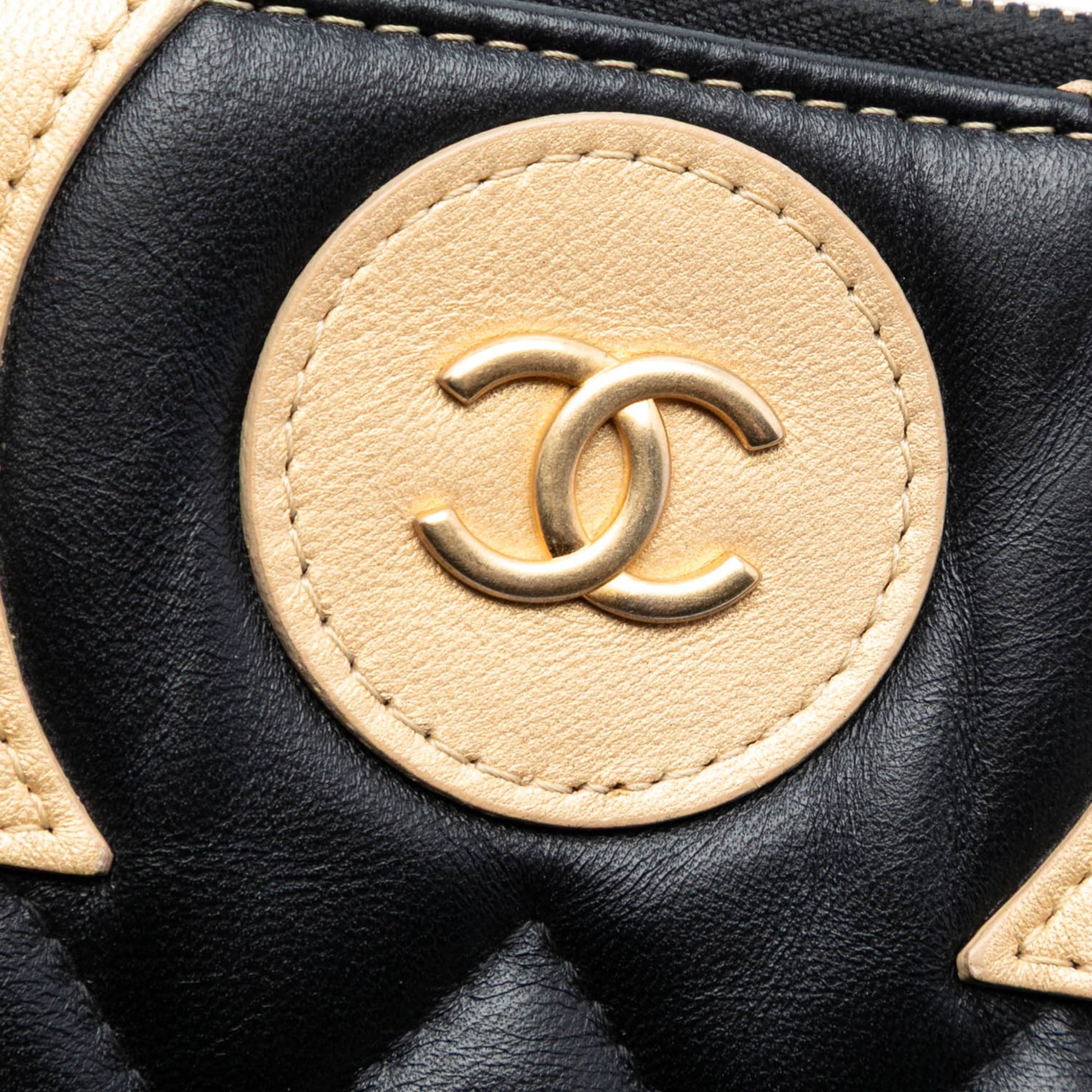Chanel Large CC Bicolor Quilted Lambskin Clutch