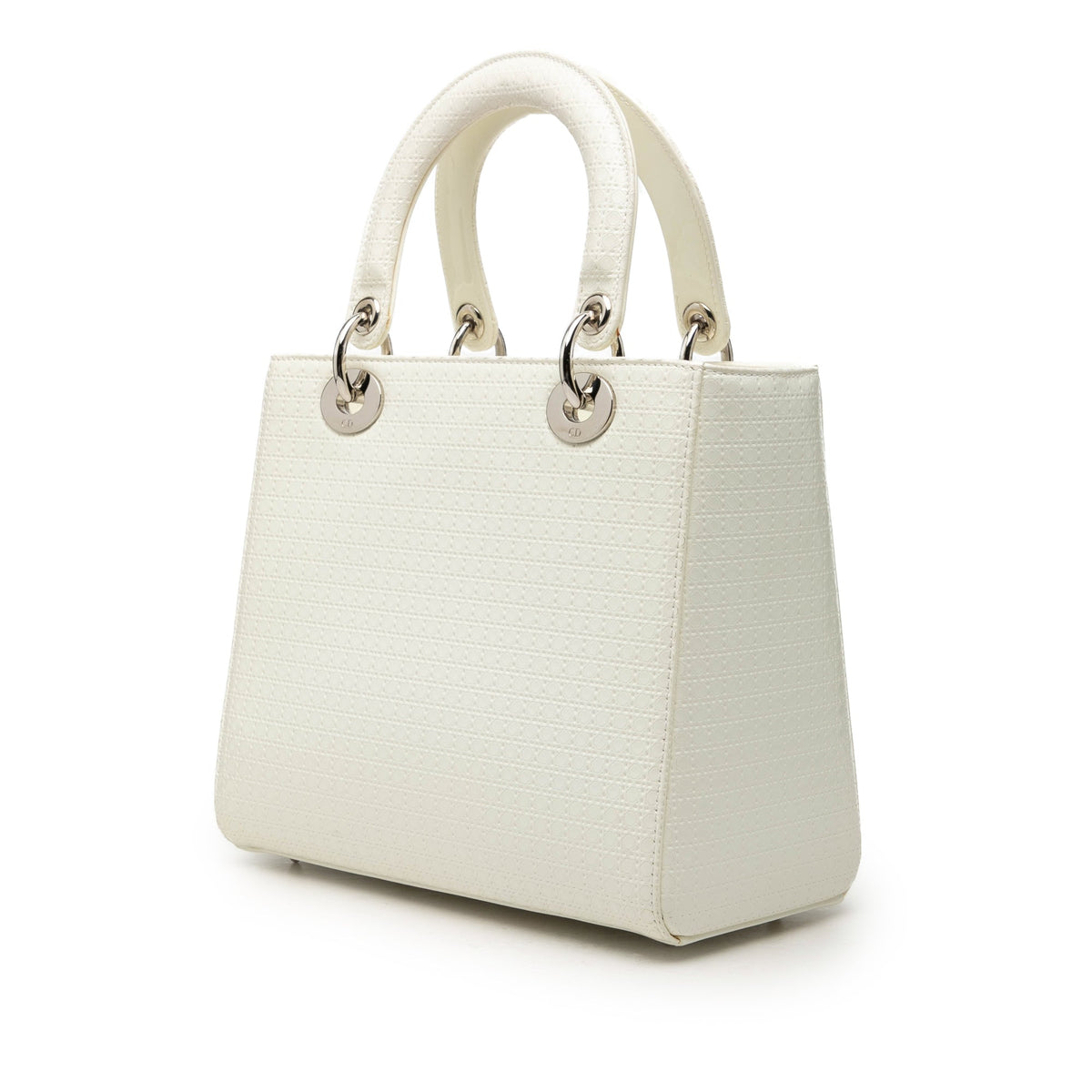 Dior Medium Patent Microcannage Lady Dior — White