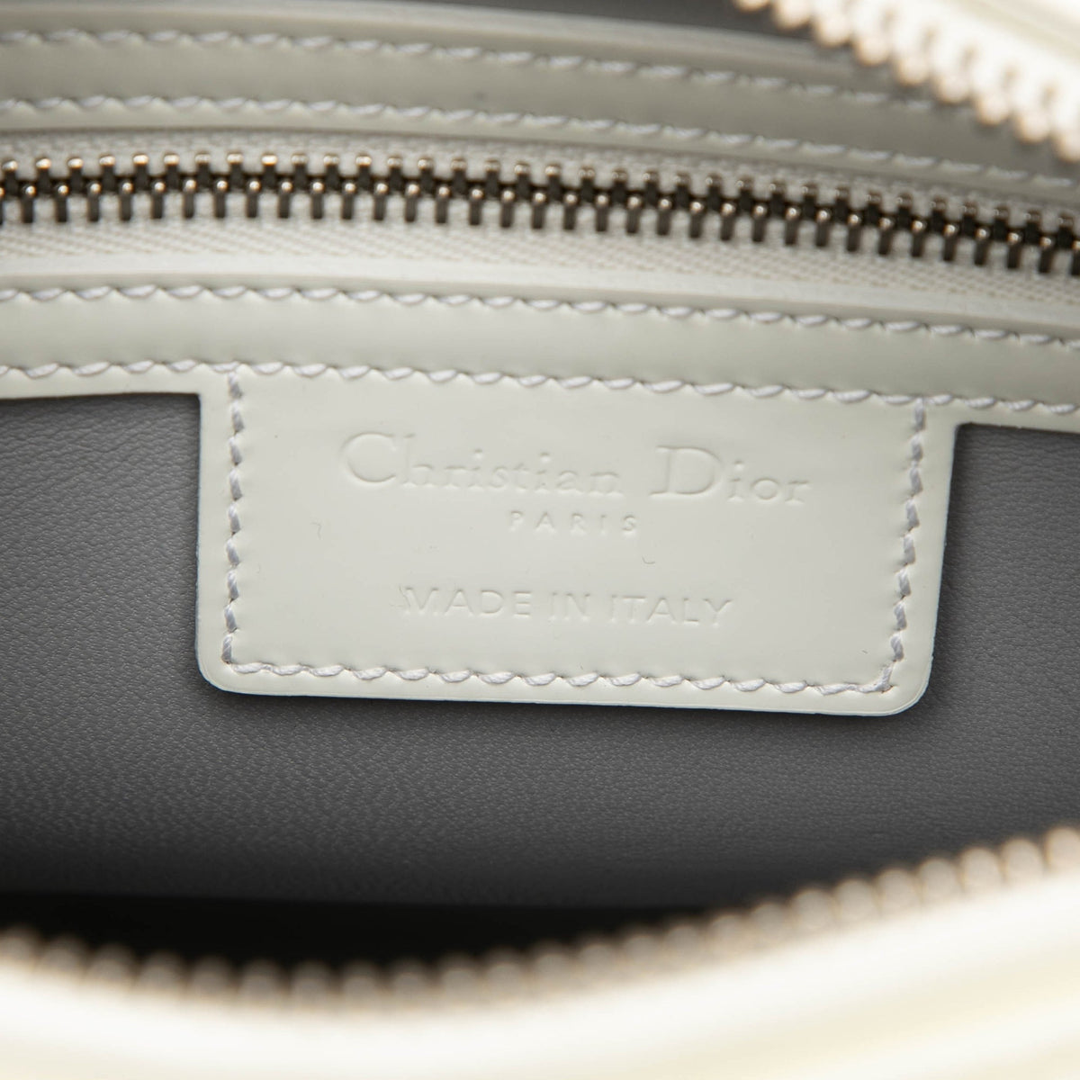 Dior Medium Patent Microcannage Lady Dior — White