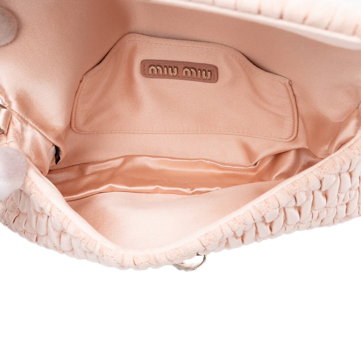 Miu Miu Matelasse Satin Crystal Chain Satchel
