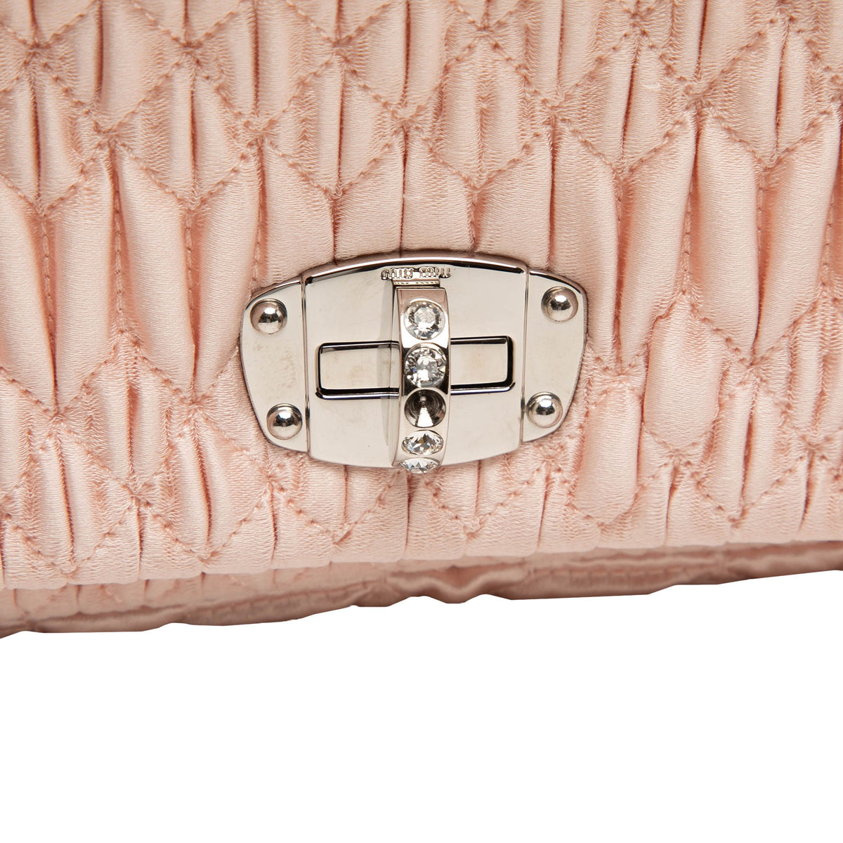 Miu Miu Matelasse Satin Crystal Chain Satchel
