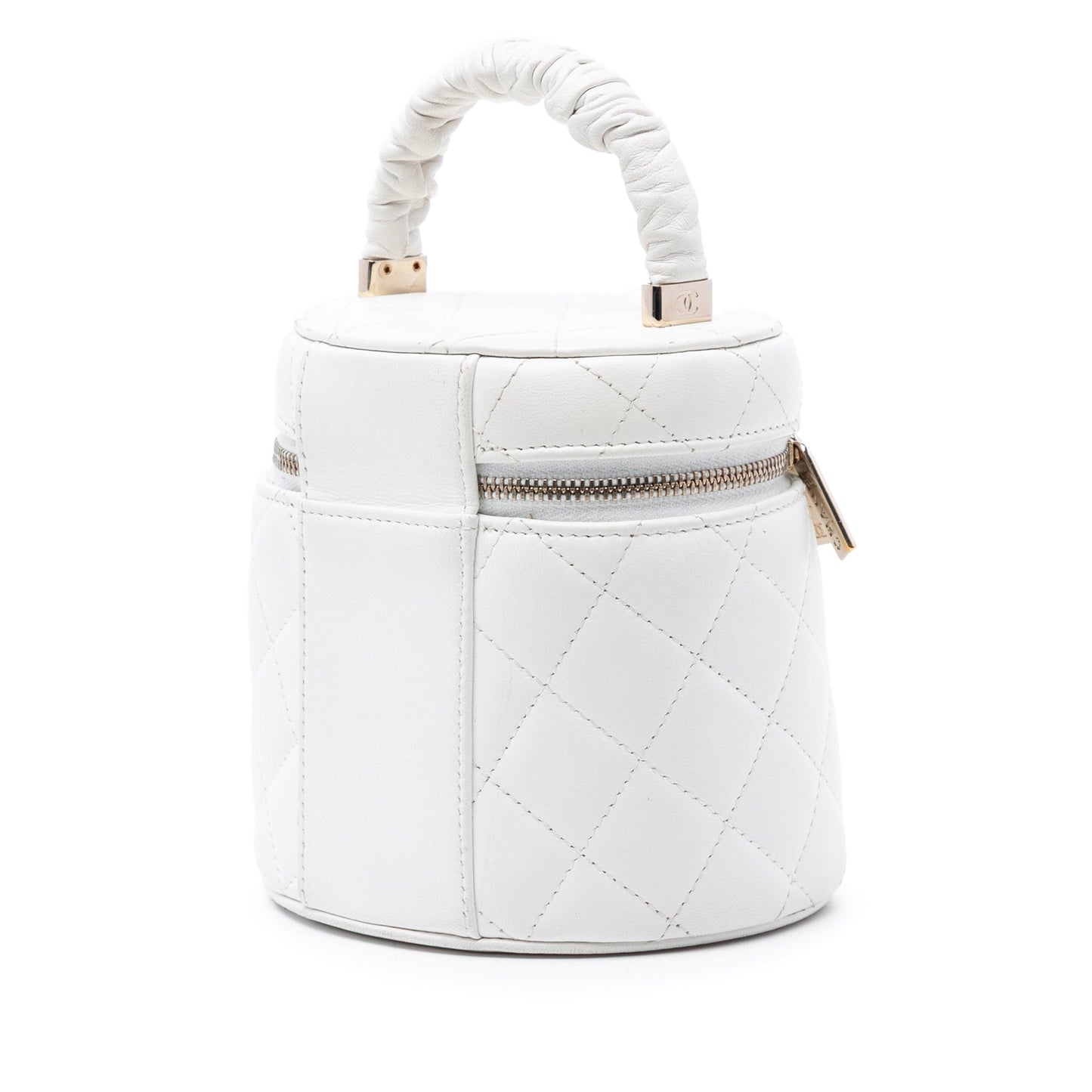 Quilted Lambskin Ruched Handle Vanity Case
