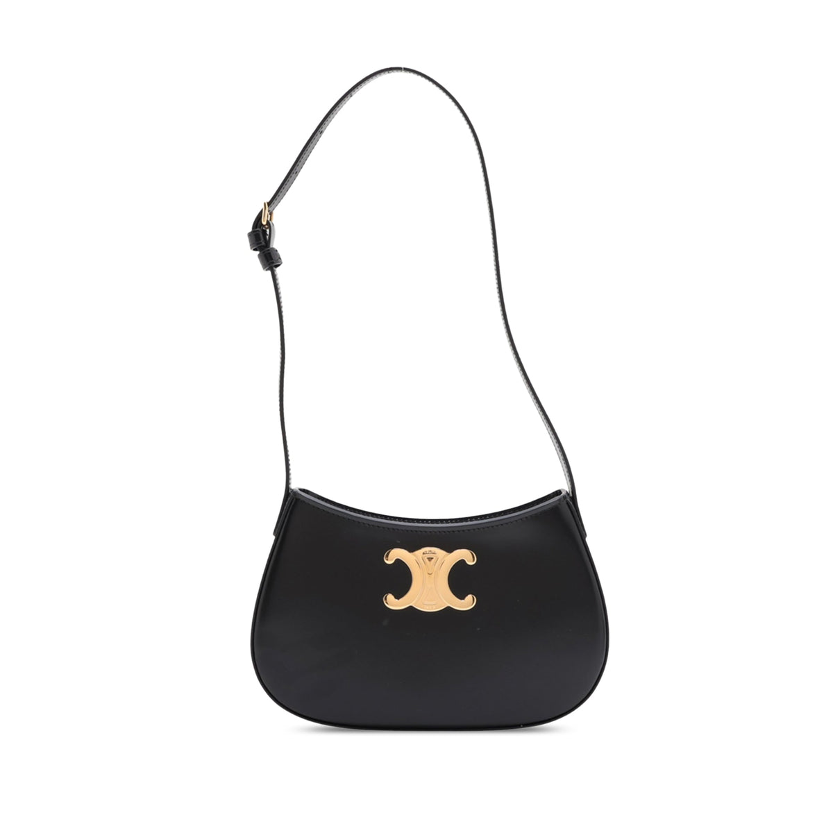 Celine Medium Shiny Calfskin Tilly Shoulder Bag — Black