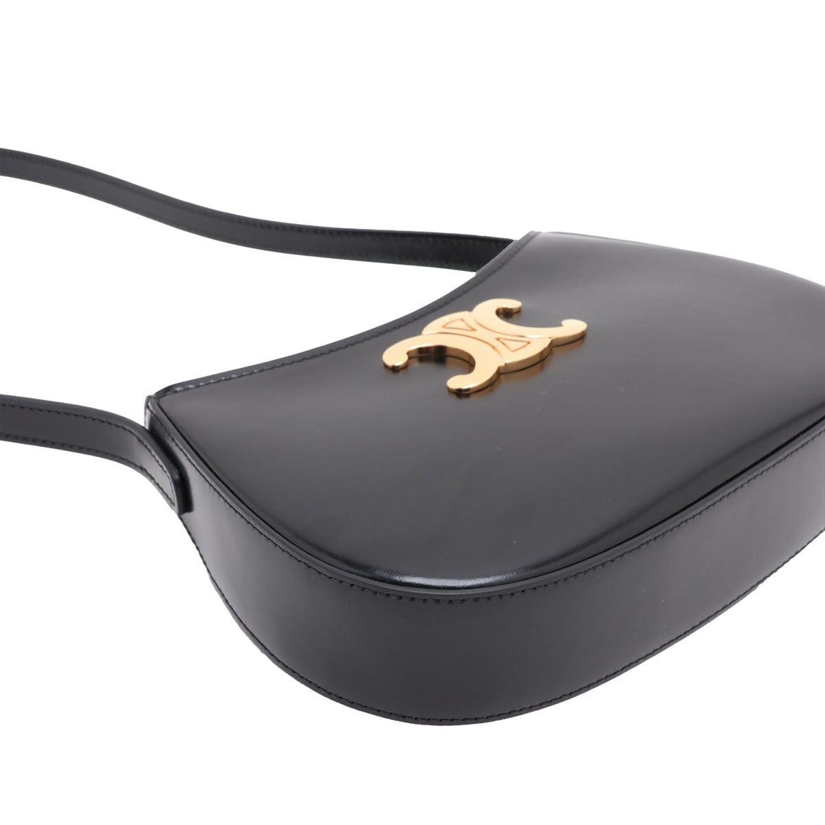 Celine Medium Shiny Calfskin Tilly Shoulder Bag — Black