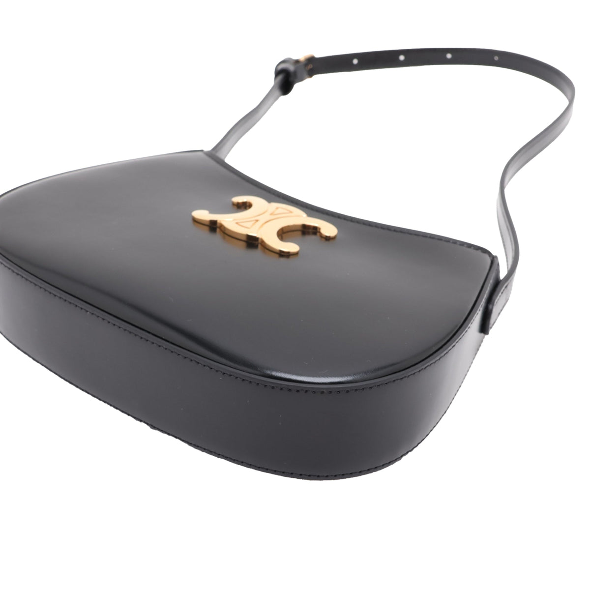 Celine Medium Shiny Calfskin Tilly Shoulder Bag — Black