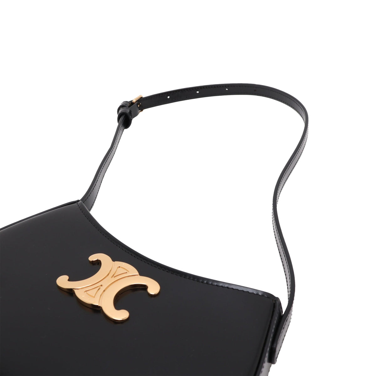 Celine Medium Shiny Calfskin Tilly Shoulder Bag — Black