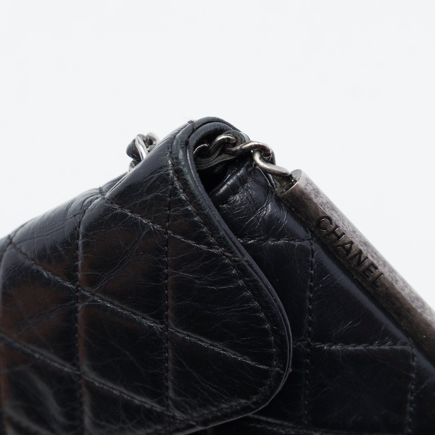 Chanel CC Quilted Aged Calfskin Embossed LAX Flap