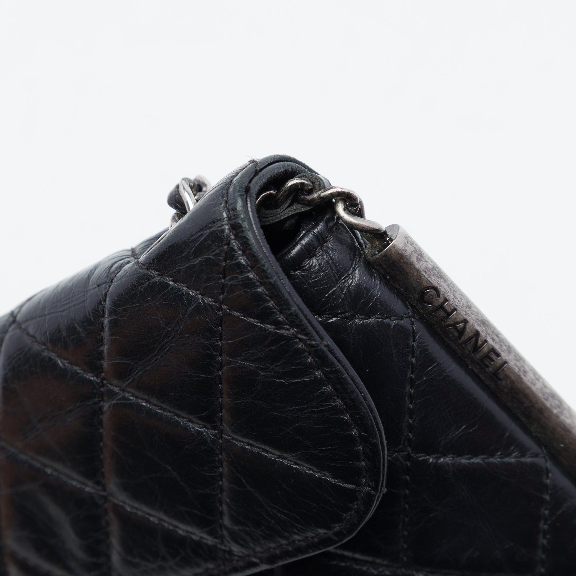 Chanel CC Quilted Aged Calfskin Embossed LAX Flap