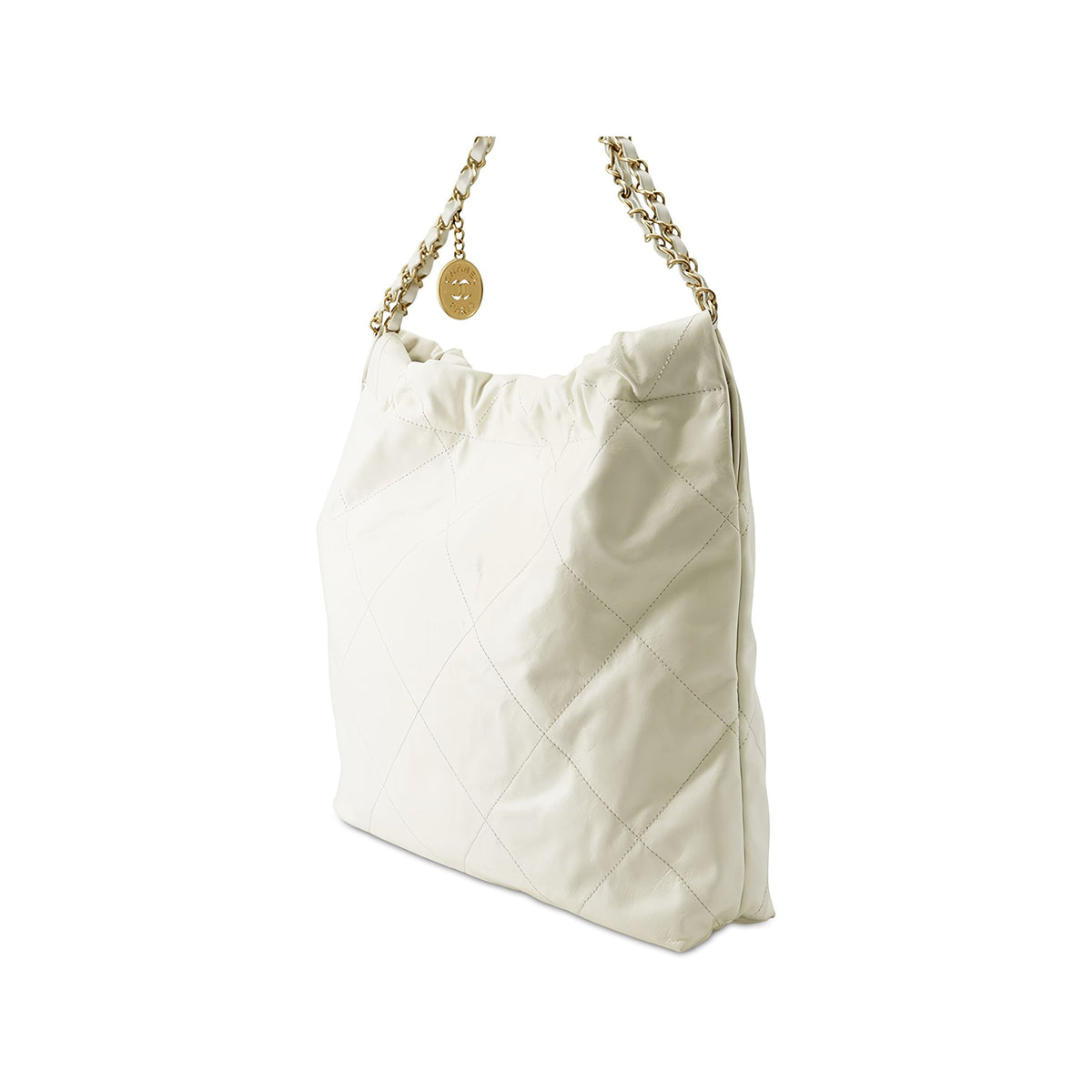Chanel Small Quilted Shiny Calfskin 22 Handbag — White