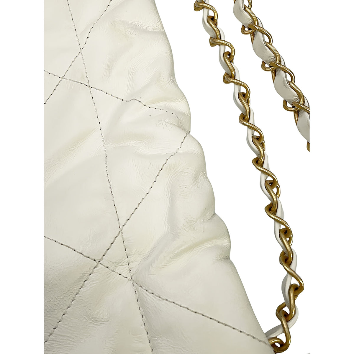 Chanel Small Quilted Shiny Calfskin 22 Handbag — White