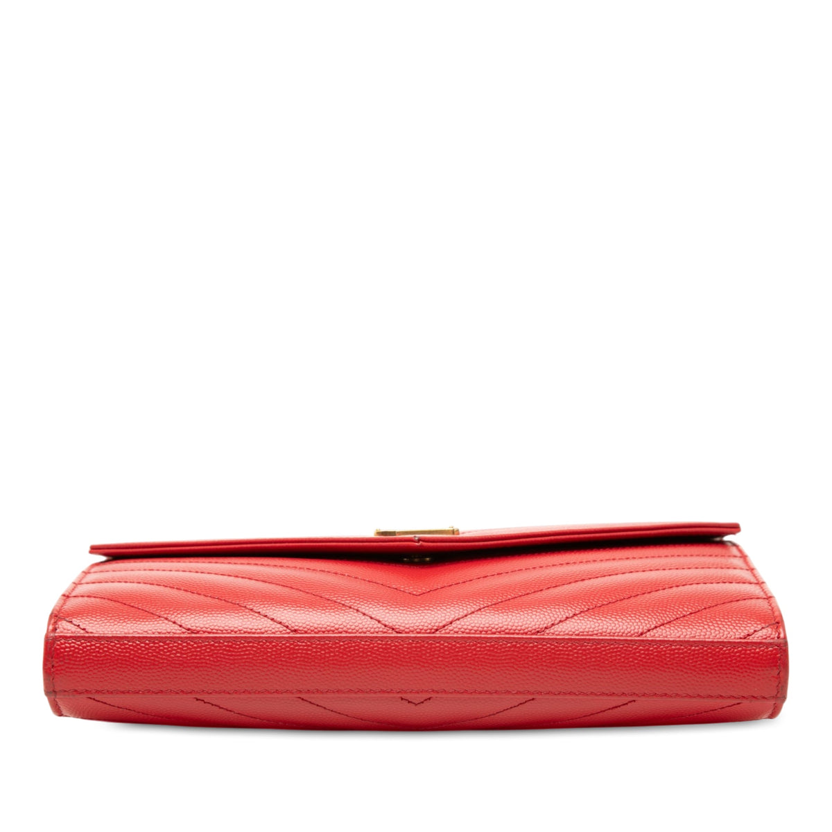 Saint Laurent Grain De Poudre Chevron Monogram Envelope Wallet on Chain