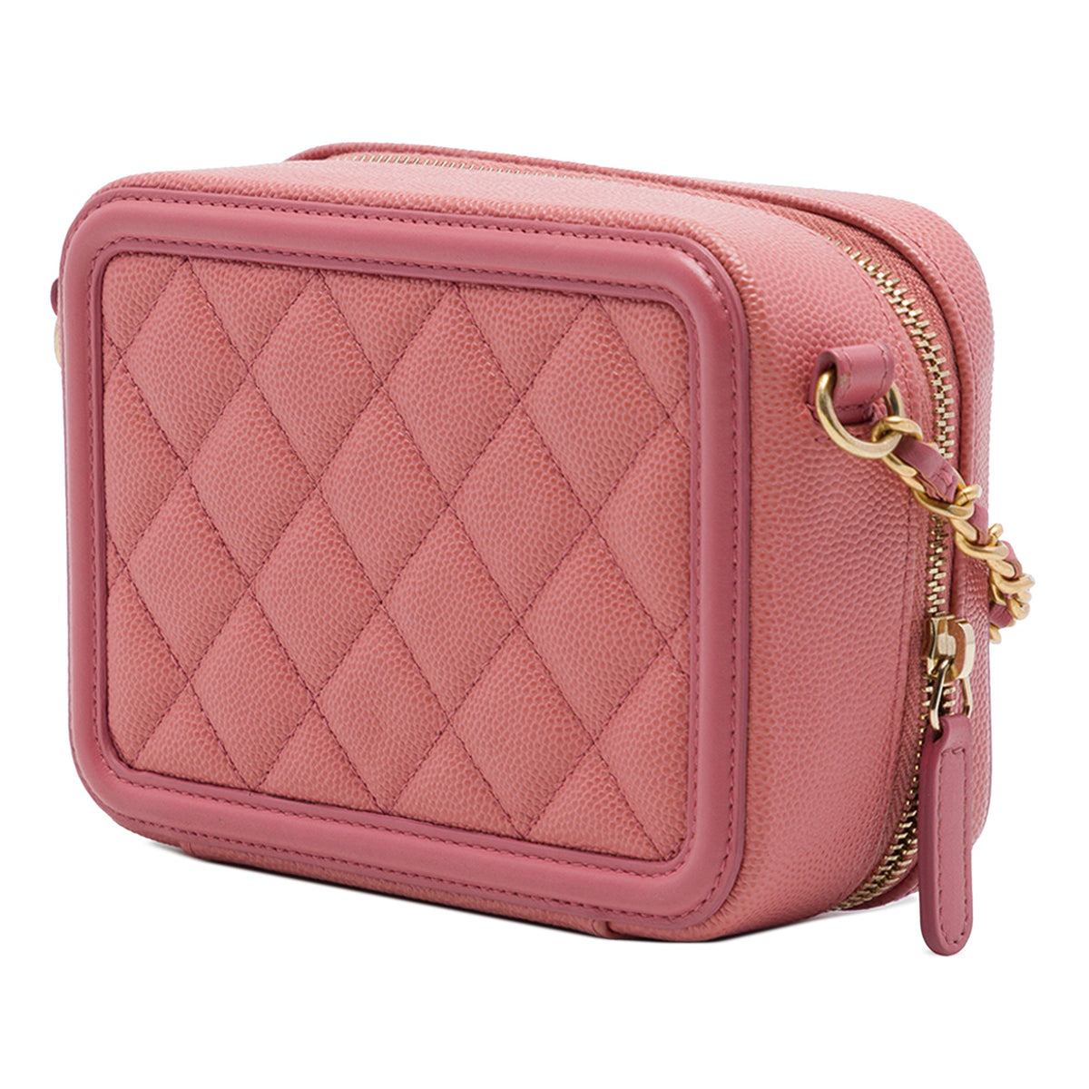 Chanel Caviar CC Filigree Vanity Clutch with Chain — Pink