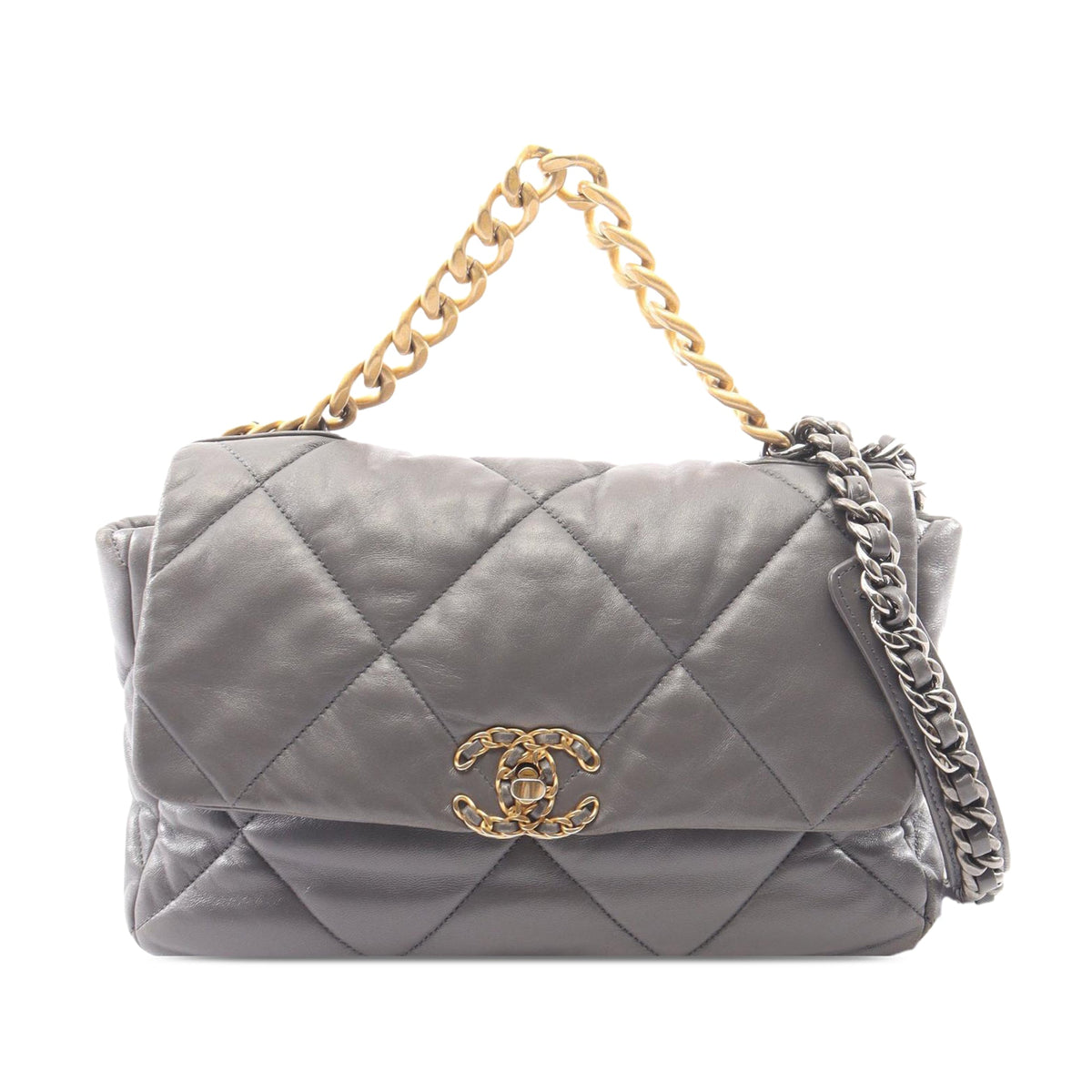 Chanel Large Lambskin 19 Flap — Gray