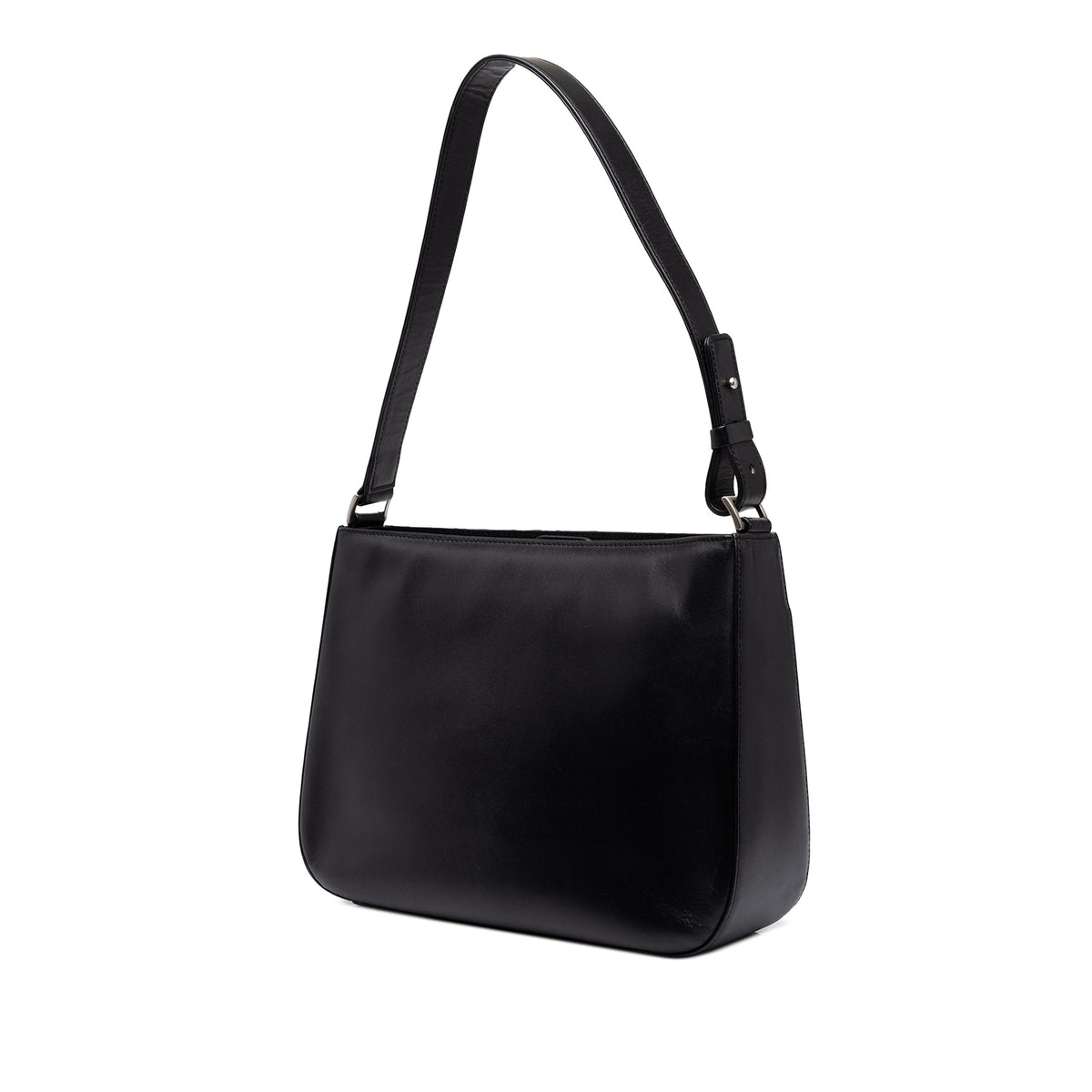 Burberry Nova Check Canvas Trimmed Leather Shoulder Bag — Black
