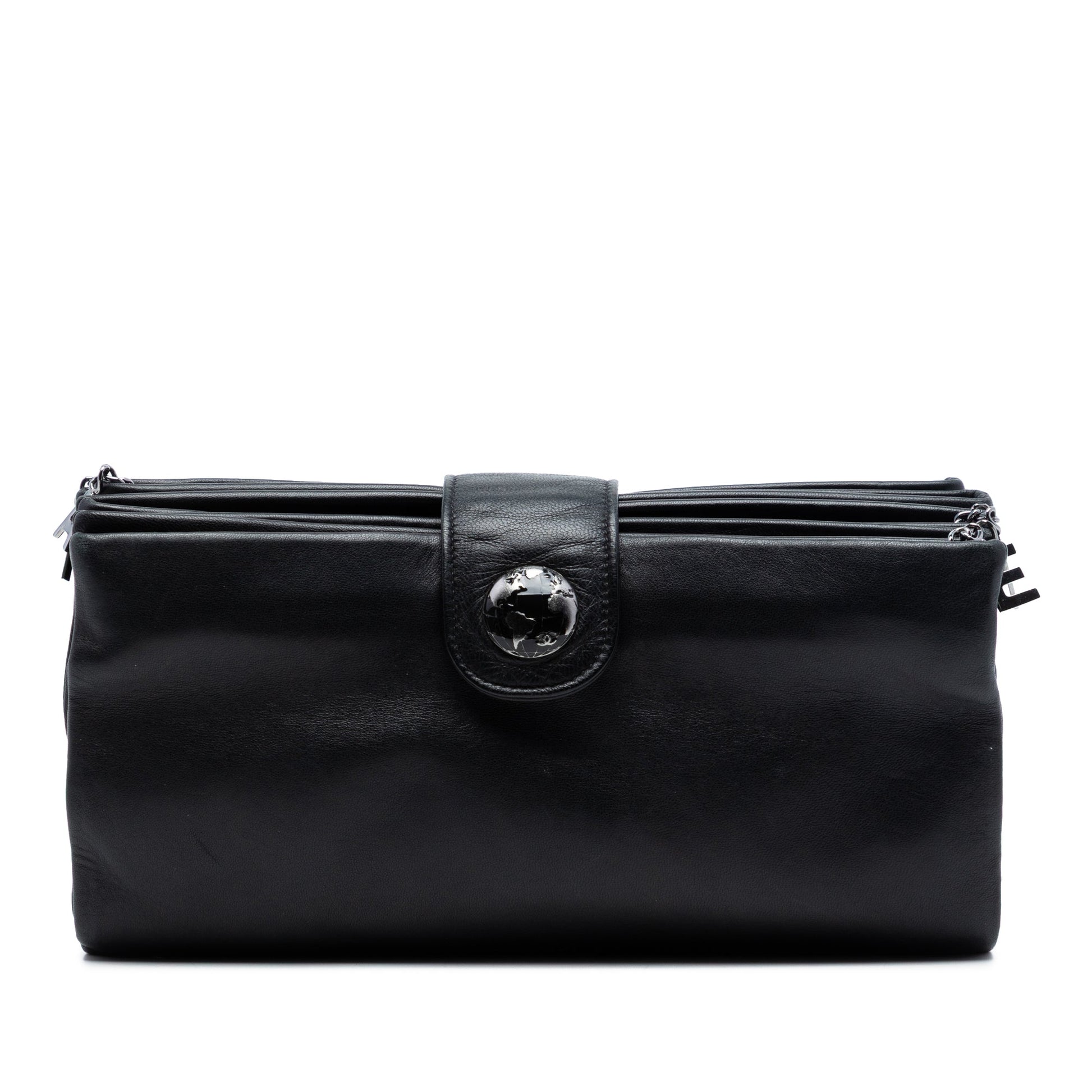 Lambskin Globe Emblem Clutch