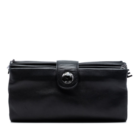 Lambskin Globe Emblem Clutch