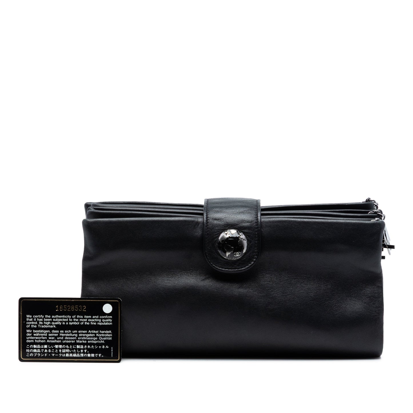 Lambskin Globe Emblem Clutch