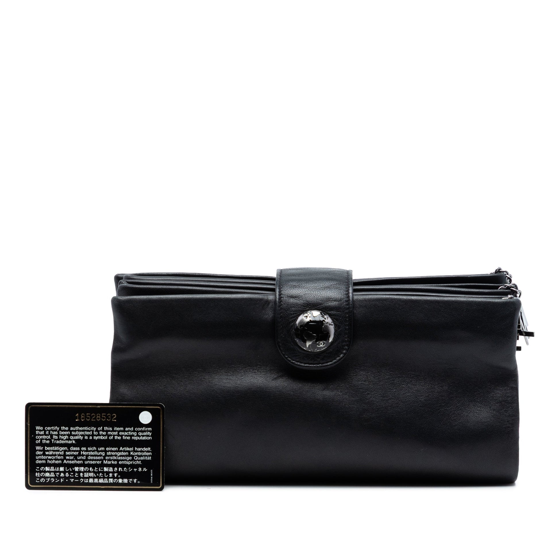 Lambskin Globe Emblem Clutch