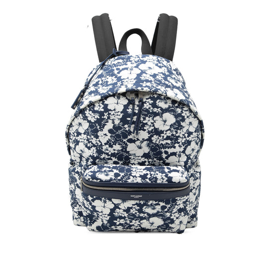 Saint Laurent Canvas Hibiscus Flower City Backpack