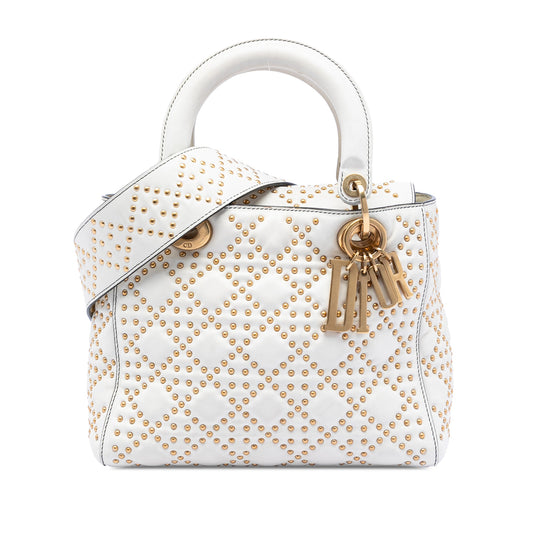Dior Medium Lambskin Cannage Studded Supple Lady Dior
