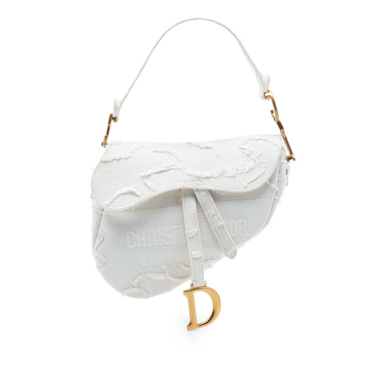 Dior Canvas Embroidered Camouflage Saddle Bag
