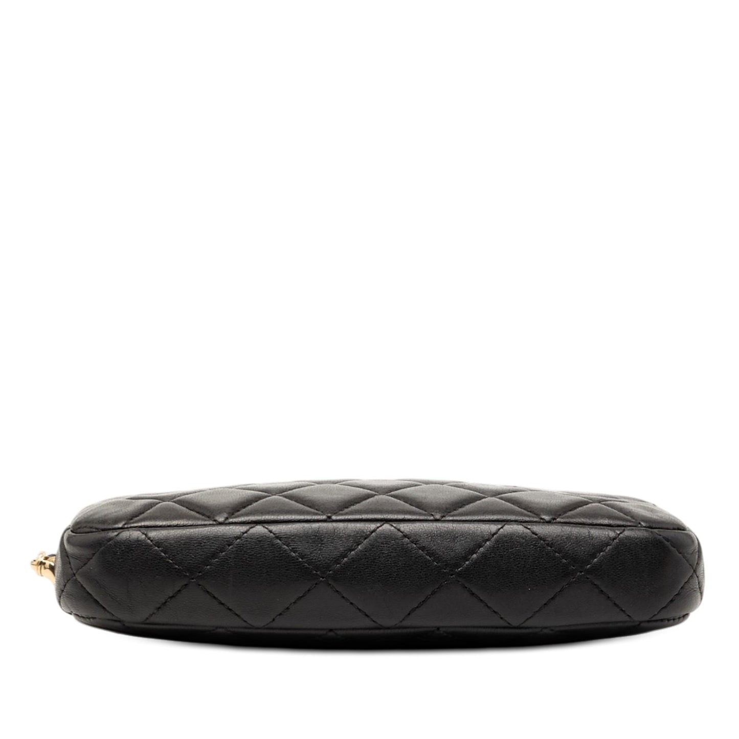 Chanel CC Quilted Lambskin Double Zip Clutch With Chain