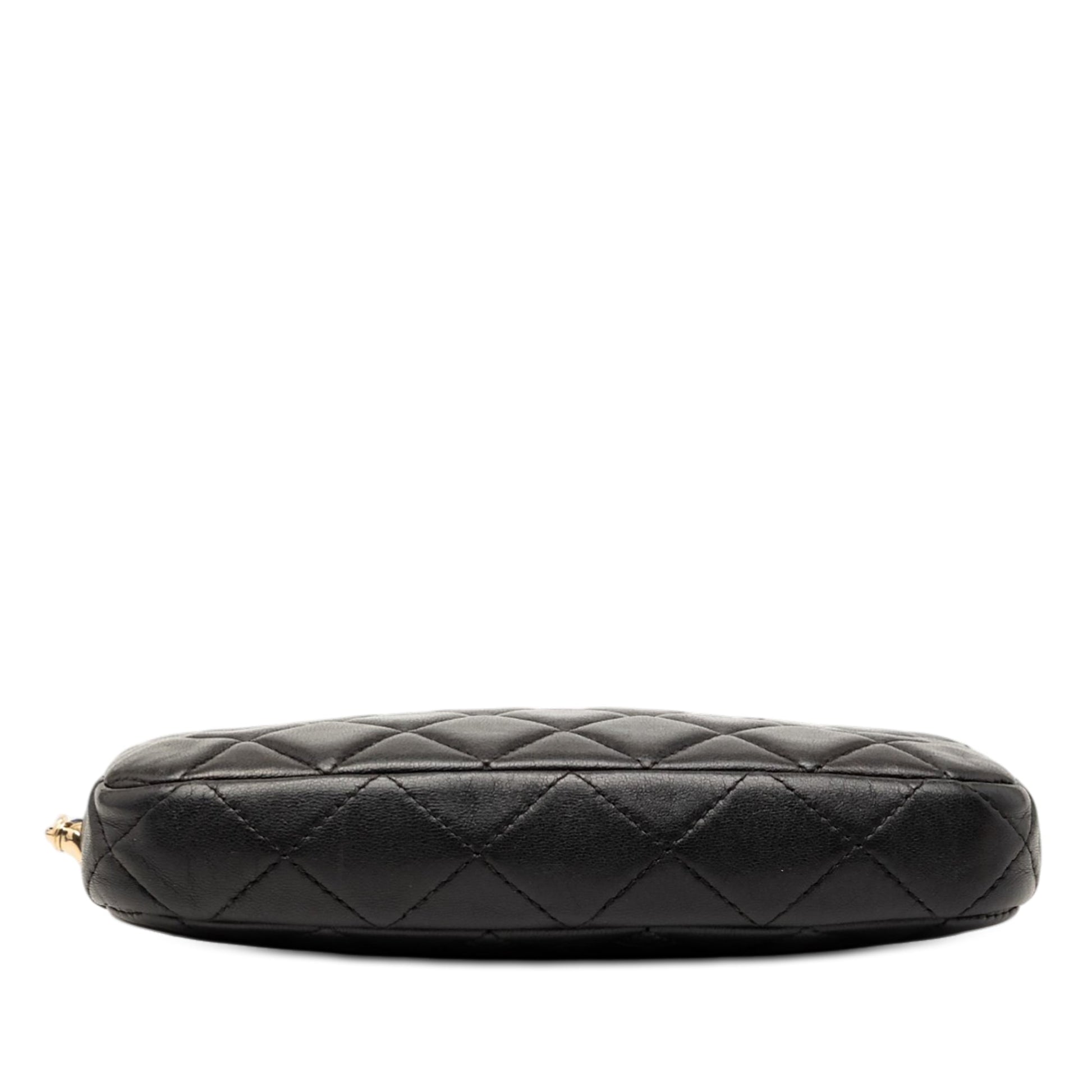 Chanel CC Quilted Lambskin Double Zip Clutch With Chain