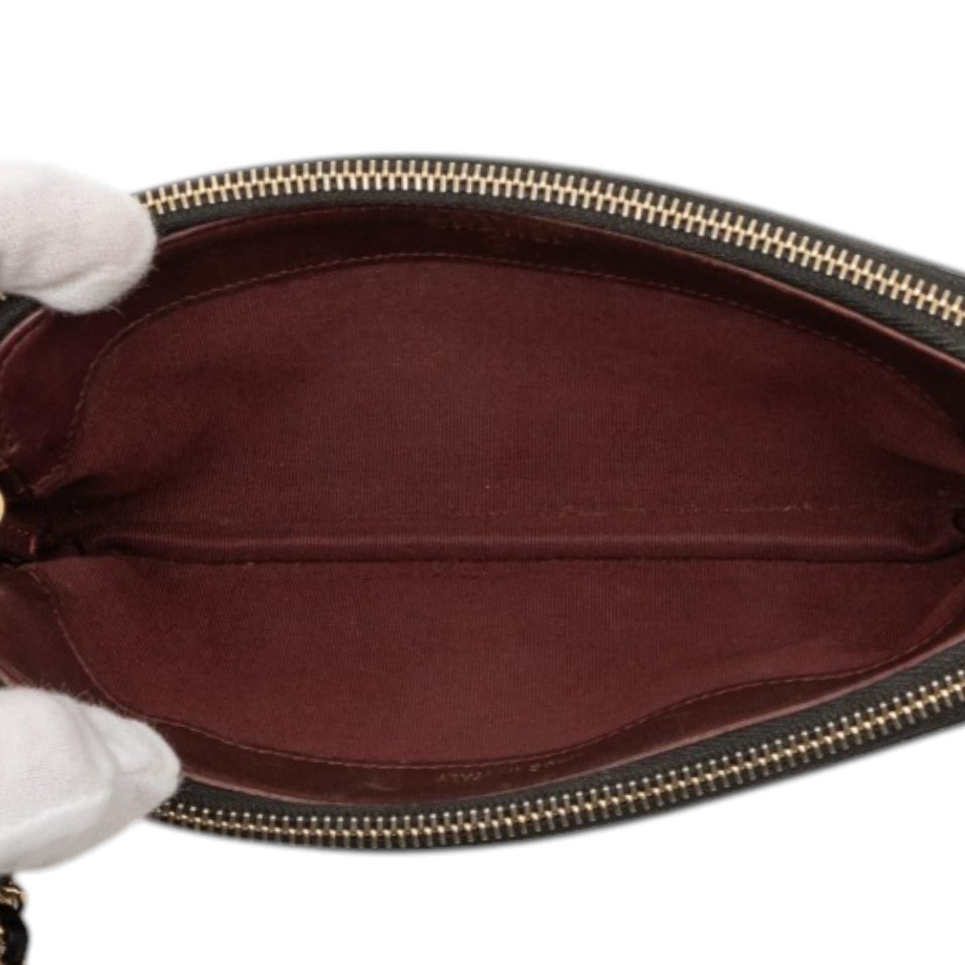Chanel CC Quilted Lambskin Double Zip Clutch With Chain