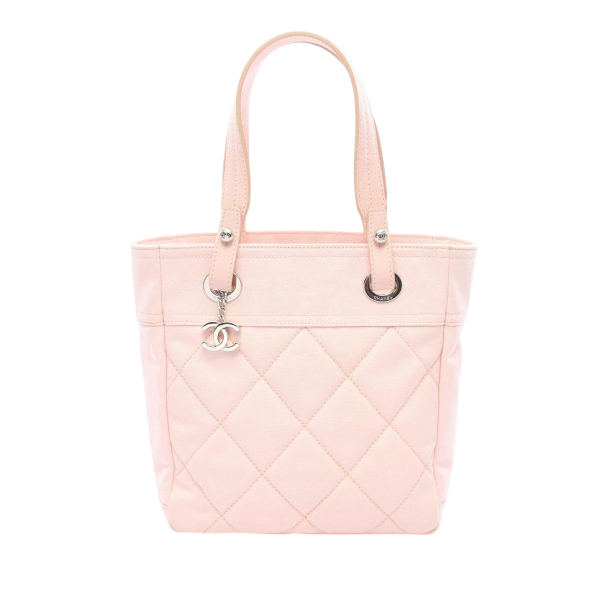 Chanel Small Quilted Canvas Paris Biarritz Tote — Pink