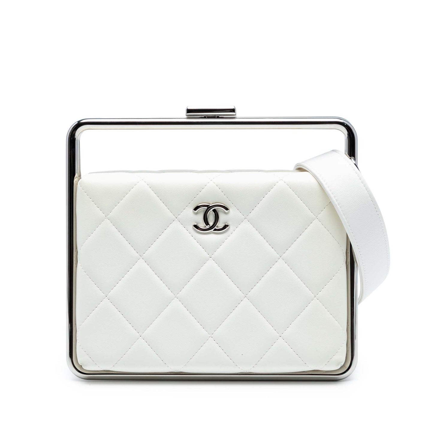 Chanel Quilted Lambskin Metal Bar Convertible Clutch
